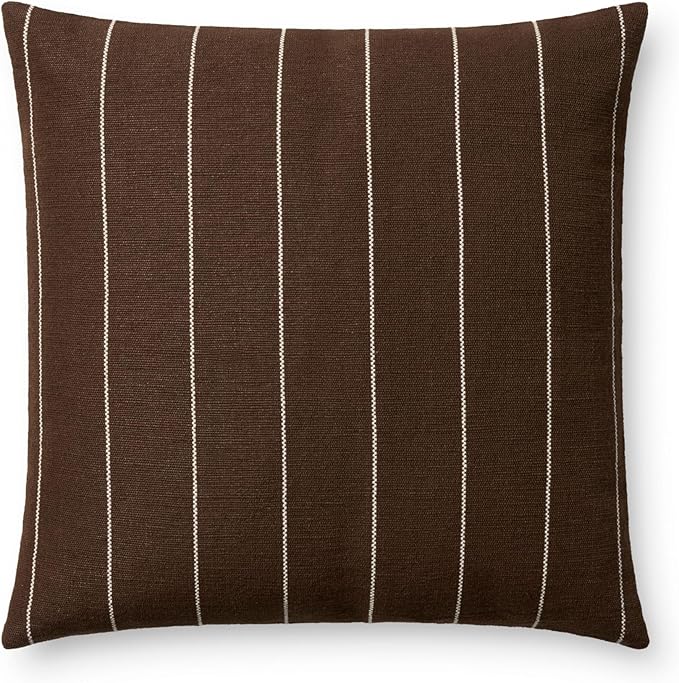 Loloi Amber Lewis Keisha Collection PAL0046 Chocolate/Natural 18'' x 18'' Cover w/Down Pillow