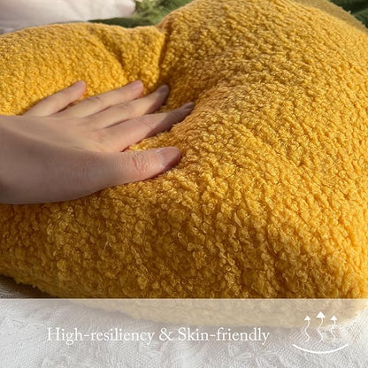 EastTree Heart Pillows, Ginger Heart Shaped Pillows, Love Throw Pillows, Cute Sherpa Heart Decor, Large Fluffy Pillows, Women Girls Living Bedroom Home Decoration 15x18 Inch