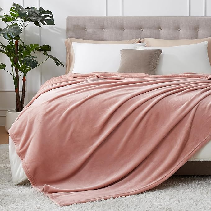 Hansleep Fleece Dusty Pink Full Blanket, Super Soft Flannel Fuzzy Plush Cozy Blanket for All Seasons, Dusty Pink, Full 84x90 Inches