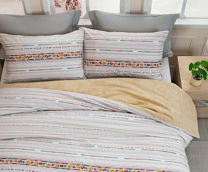 SLEEPBELLA Comforter King Size, 600 Thread Count Cotton Yellow Boho Pattern Light Yellow Reversible Comforter Set,Down Alternative Bedding Set 3Pcs(King, Yellow Boho)