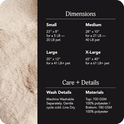 UnHide Floof Pet Bed - Large (35" x 12") - Extra Soft Dog Bed - Removable Faux Fur Cover - Machine Washable - Helps Ease Pet Anxiety & Provides The Perfect Sleep - Beige Bear