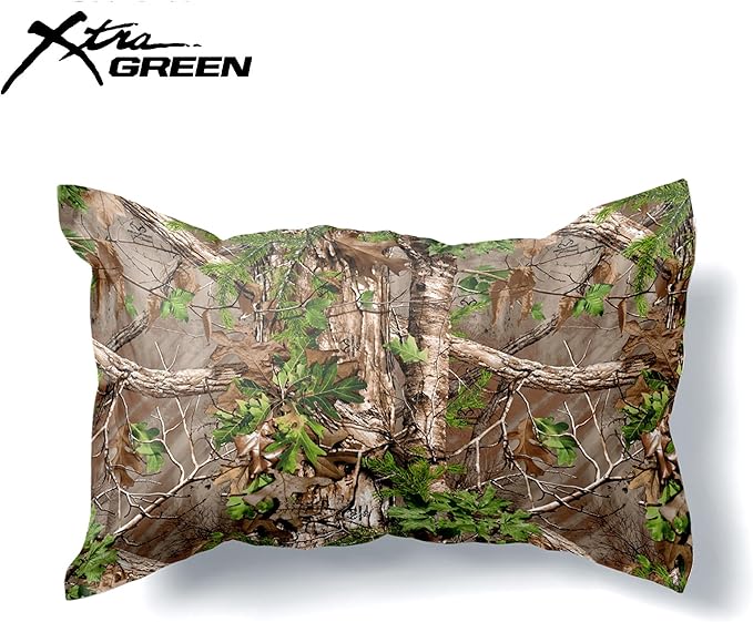 Northwest Realtree Twin Size 1 Comforter and 1 Sham Set, All Seasons, Boys and Girls Soft Cabin Bedding, Xtra Green Camo