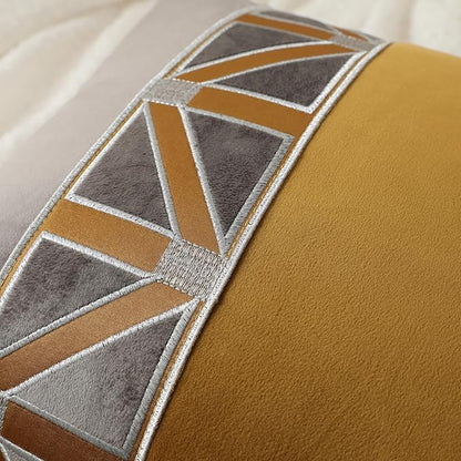 Throw Pillow Covers with Insert Included, with Embroidered Detail, 18 x 18 inches, Decorative Throw Pillow for Sofa Couch Bed (Gold Gray, 18" L x 18" W)
