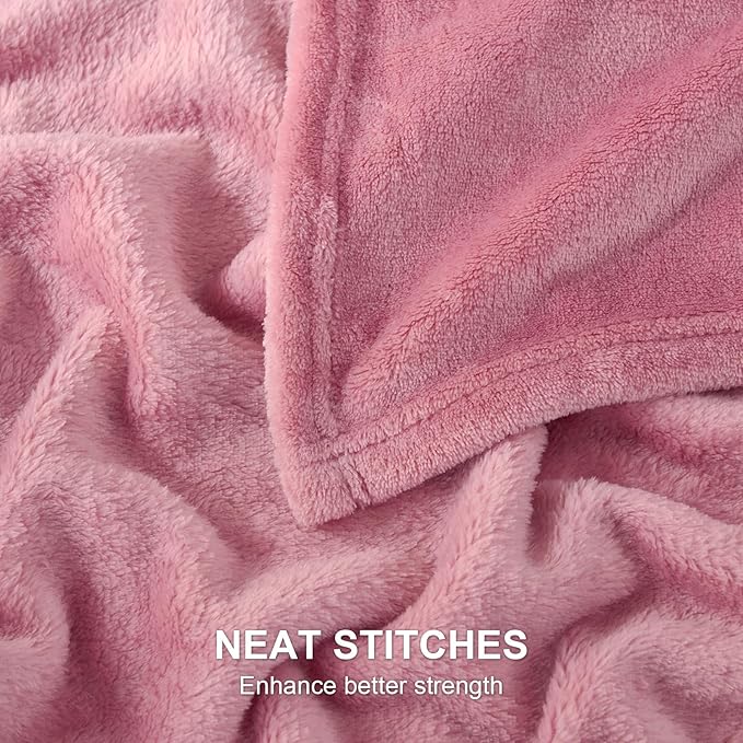 Hansleep Fleece Dusty Rose Full Blanket, Super Soft Flannel Fuzzy Plush Cozy Blanket for All Seasons, Dusty Rose, Full 84x90 Inches