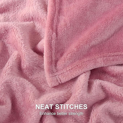 Hansleep Fleece Dusty Rose Queen Blanket, Super Soft Flannel Fuzzy Plush Cozy Blanket for All Seasons, Dusty Rose, Queen 90x90 Inches
