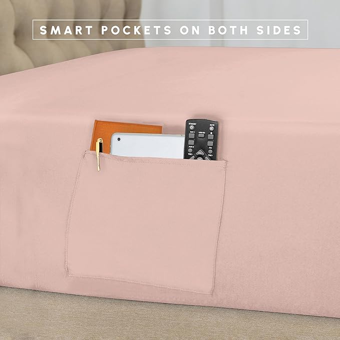 Elegant Comfort 8-Piece Pinch Pleated Comforter Set - All Season Complete Bed in a Bag, Includes 4pc Smart Sheet Set, Bed Skirt, Comforter, Matching Pillowcases and Shams, Twin/Twin XL, Blush Pink