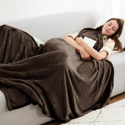 Hansleep Fleece Brown Throw Blanket, Super Soft Blanket Flannel Fuzzy Plush Cozy Blanket for All Seasons, Brown, Throw 50x60 Inches