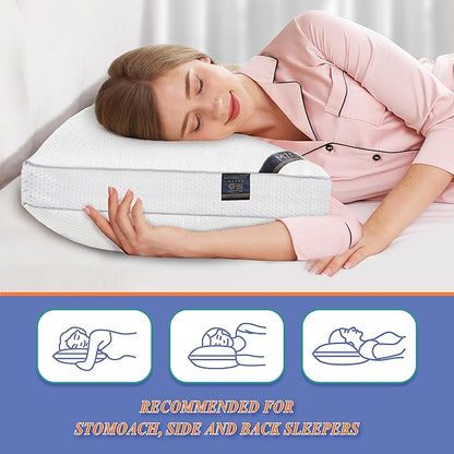 MZOIMZO Luxury Comfy Hotel Collection Bed Pillows for Sleeping- Firm Queen Size Set of 2, Gusseted Cooling Side Mesh Design with Premium Down Alternative Filling for Back, Stomach or Side Sleepers