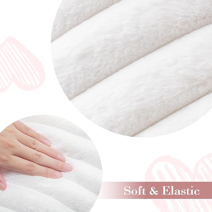 AELS Heart Shaped Pillow, Set of 2, Heart Decorative Throw Pillows, Faux Fur Love Pillows Cute Pillow 20 & 16 Inches, Valentines Day Decorations, Wedding Decor, Living Room Bedroom Nursery Decor,White