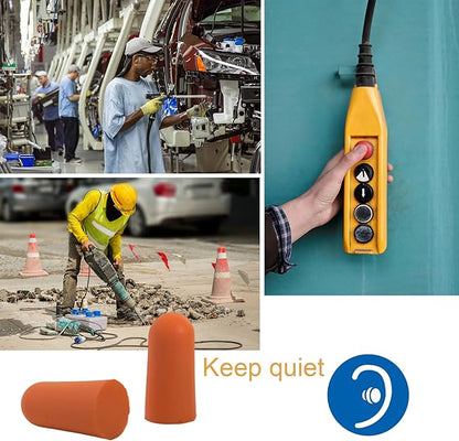Fan Wu Soft Foam Earplugs 50 Pairs – 32dB Noise Reduction for Sleeping, Travel & Work | Slow Rebound Comfort Fit | Latex-Free Hearing Protection | Orange | Standard Size