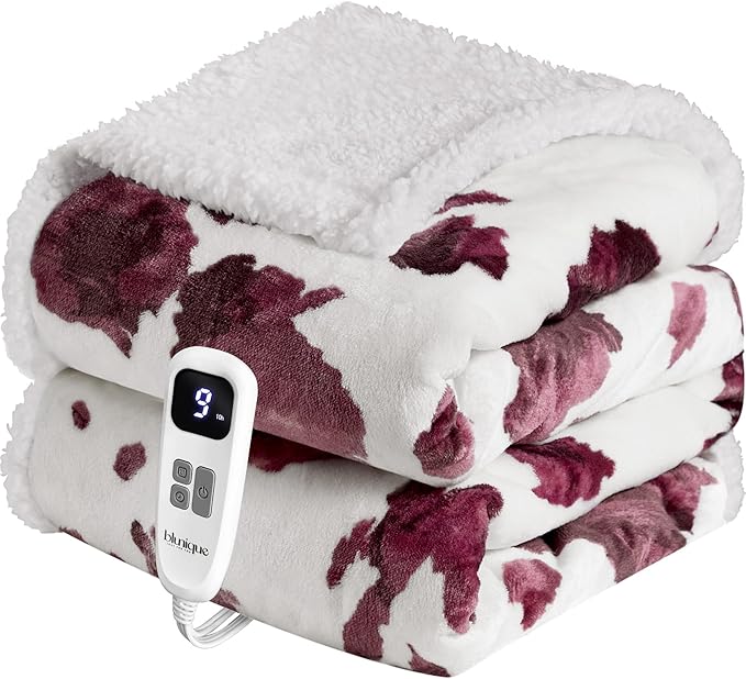 Heated Blanket Throw Blanket – Fast Heating Blanket with 10 Heat Settings & 4 Timer Options, Cozy Soft Fleece Sherpa, Washable, Warm Gifts for Grandma