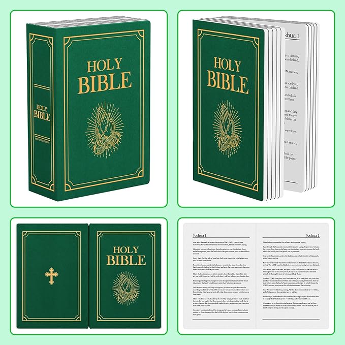 Holy Bible Pillow, Bible Pillow Book Plush That Opens, Home Aesthetic Room Decorative, Soft Stuffed Pillows, Christmas Cartoon Throw Pillows (Green)