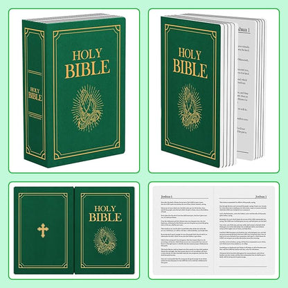 Holy Bible Pillow, Bible Pillow Book Plush That Opens, Home Aesthetic Room Decorative, Soft Stuffed Pillows, Christmas Cartoon Throw Pillows (Green)