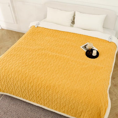 King Size Electric Blanket 100"X90" Yellow - Soft Thick Warm Sherpa Heated Blanket for Winter with Dual Control, 5 Heating Levels & 10hrs Auto Off for Women, Overheat Protection for Bed