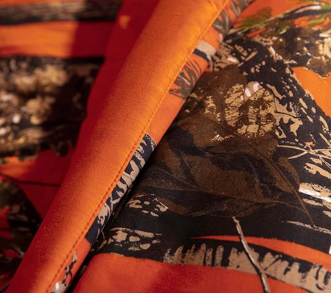 Chezmoi Collection Salem 2-Piece Cabin Lodge Forest Woods Comforter Set - Nature Camo Tree Leaves Printed Soft Microfiber Bedding - Orange, Twin
