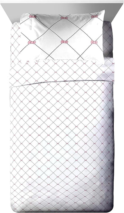 Jay Franco Comforter Set Includes Sheets and Pillow Covers - Soft and Cozy Bed Set for Stylish Room Decor, White - Hello Kity 5 Piece Twin Size Bedding