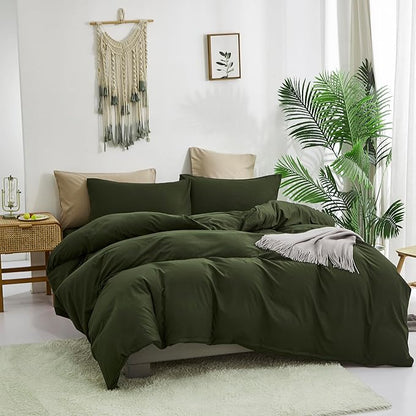 CLOTHKNOW Army Green Twin/Twin XL Comforter Sets Dark Green Bedding Comforter Sets Boys Girls Comforter Soft Military Comforter with 2 x Pillow Cases
