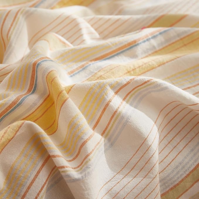 HighBuy Striped Comforter Set Twin XL,Yellow Striped Comforter Teen Boys Lightweight Soft Bedding Sets Vintage Stripes Pattern Comforter Set 3 Pieces,Fluffy Bedding with 2 Pillowcases