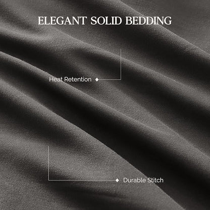 Andency Dark Grey King Size Comforter Set, 3 Pieces Boho Solid Bedding Comforter Set, Soft Cozy Lightweight Reversible All Season Warm Microfiber Bed Blanket Quilt Sets for Men Women (104x90Inch)