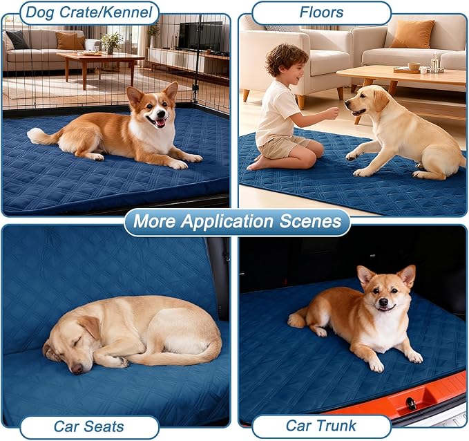 hyha Waterproof Dog Blanket, Reversible Pet Bed Blanket, Soft Sofa Couch Cover for Dogs Washable, Waterproof Pet Couch Covers for Sofa Puppy Cats Furniture Protector(52"x82", Navy Blue/Navy Blue)