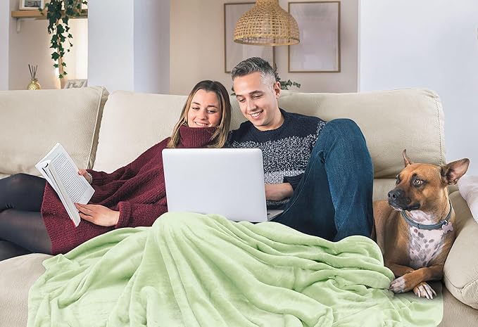 Utopia Bedding Fleece Blanket King Size Sage Green 300GSM Luxury Fuzzy Soft Anti-Static Microfiber Bed Blanket (90x102 Inch)