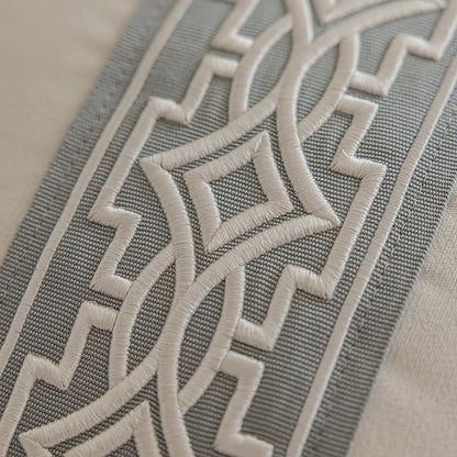 Throw Pillow Covers with Insert Included, with Embroidered Detail, 18 x 18 inches, Decorative Throw Pillow for Sofa Couch Bed (Ivory (Gray Trim), 18" L x 18" W)