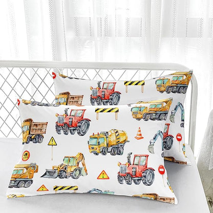 Cartoon Excavator Comforter Sets Full Size, Bedding Sets for Kids,Cartoon Construction and Automobiles Comforter Sets All Season 1 Comforter and 2 Pillowcases