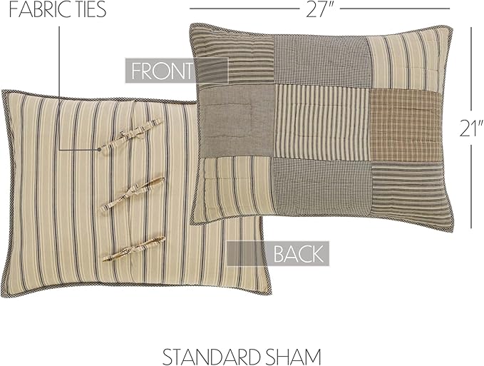 VHC Brands Farmhouse Bedding-Sawyer Mill™ Sham, Standard 21x27, Charcoal Grey