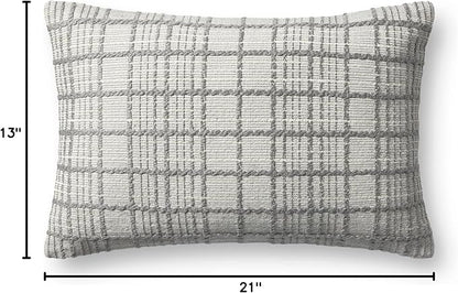 Loloi Magnolia Home by Joanna Gaines Liv Collection PMH0064 Grey 13'' x 21'' Cover w/Poly Pillow
