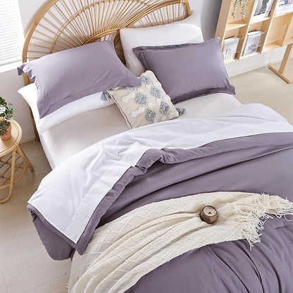 weigelia Twin Comforter Set 5 Pieces Dusty Purple Comforter Set Soft Twin Bed Set Twin Bedding Set for Girls with Comforters, Flat & Fitted Sheets, Pillowcases & Shams