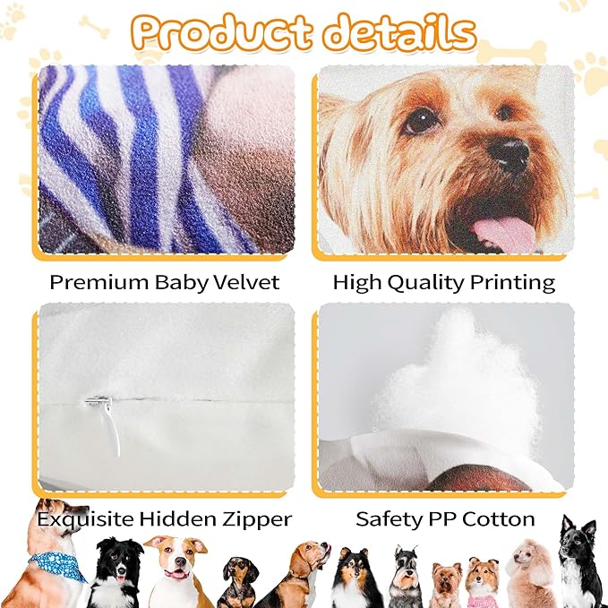Easycosy Custom Photo Pillow Gifts, Personalized Pet Pillow Shaped Looks Like Your Dog Cat Picture, Unique Birthday Funny Gifts for Pet Lovers(16 Inch)