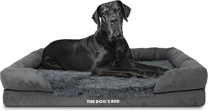 The Dog’s Bed Orthopedic Memory Foam Dog Bed with Bolsters, Fur Fabric, Grey Fur, XXL