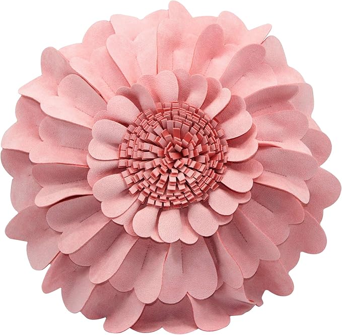 Contempo Lifestyles 13 Inch Peach Flower Decorative Throw Pillow - Soft Polyester Fill, Round Heart Shape, Sweetheart Flower Design, Perfect for Home Decor & Gifts