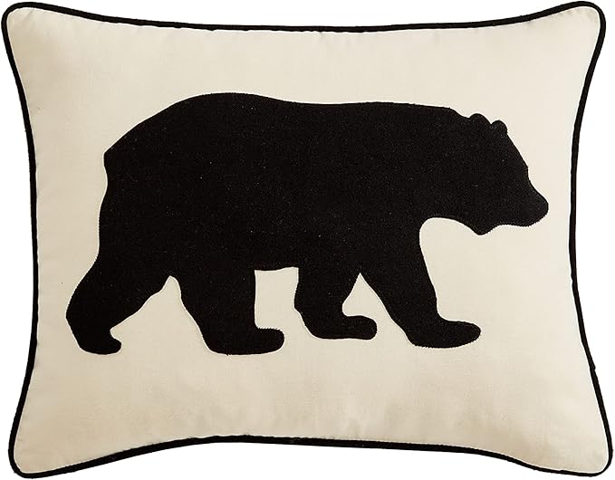 Eddie Bauer Home Throw Pillow with Zipper Closure, Perfect Luxurious Bedding Set for Bed or Sofa, 16" x 20", Bear Twill Black