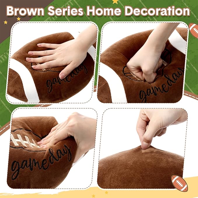 Yousoontic Football Plush Throw Pillow 11.8 Inch Fluffy Durable Stuffed Football Pillow for Room Decoration Cute Rugby Shaped Cushions for Bedroom Nursery Room Decoration Soft Sports Ball