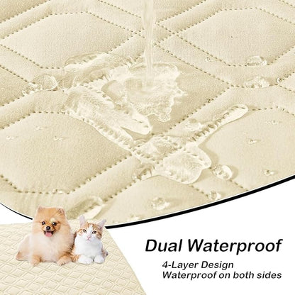 hyha Waterproof Dog Bed Blanket, Soft Pet Blankets, Waterproof Couch Cover for Dogs, Reversible Sofa Covers Washable for Furniture (52x82 Inch, Beige/Beige)