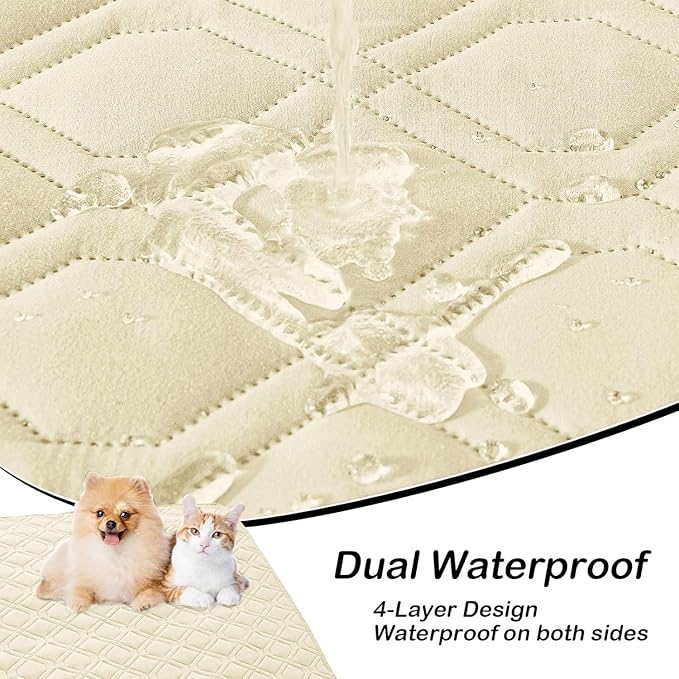 hyha Waterproof Dog Bed Blanket, Soft Pet Blankets, Waterproof Couch Cover for Dogs, Reversible Sofa Covers Washable for Furniture (30x70 Inch, Beige/Beige)