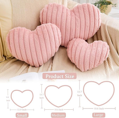 Heart Pillows Heart Decorative Pillow Soft Fluffy Heart Shaped Dusty Pink Throw Pillows with Faux Rabbit Fur Aesthetic Room Decor Cute Pillow for Valentines Mother's Day
