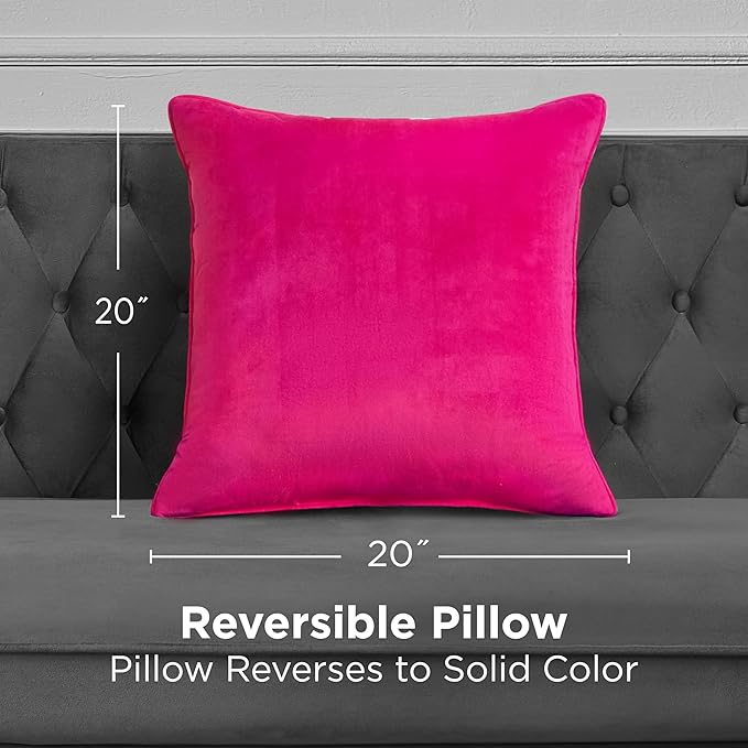 Juicy Couture Decorative Accent Throw-Pillows, 20"x20", Lattice Hot Pink