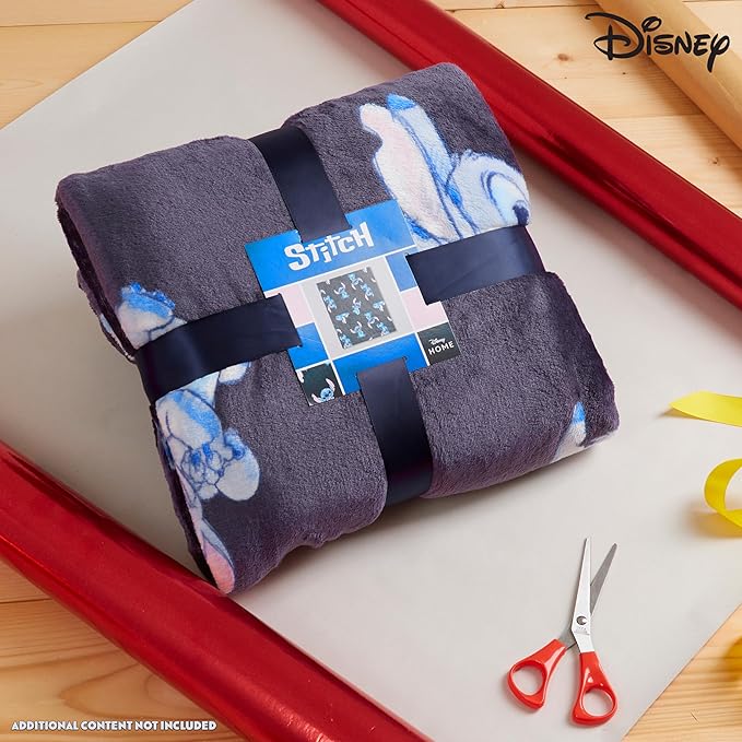 Disney Stitch Throw Blanket Soft Fleece Blanket Bedroom Accessories 59 x 51” (Blue Stitch)