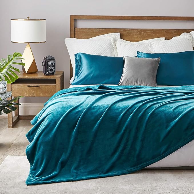 Hansleep Fleece King Size Blanket for Bed Teal, Super Soft Flannel Fuzzy King Size Plush Cozy Blanket for All Seasons, Teal, King 90x108 Inches
