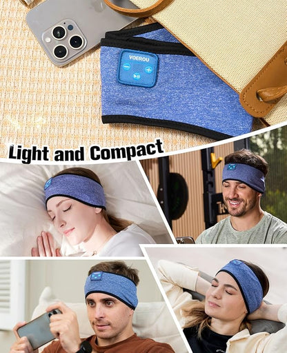 Voerou Sleep Headphones Wireless Bluetooth Sweatproof Headband, Sleeping Headphones with Ultra-Thin Stereo Speakers for Side Sleepers, Sleeping, Workout, Running, Yoga, Air Travel, Meditation