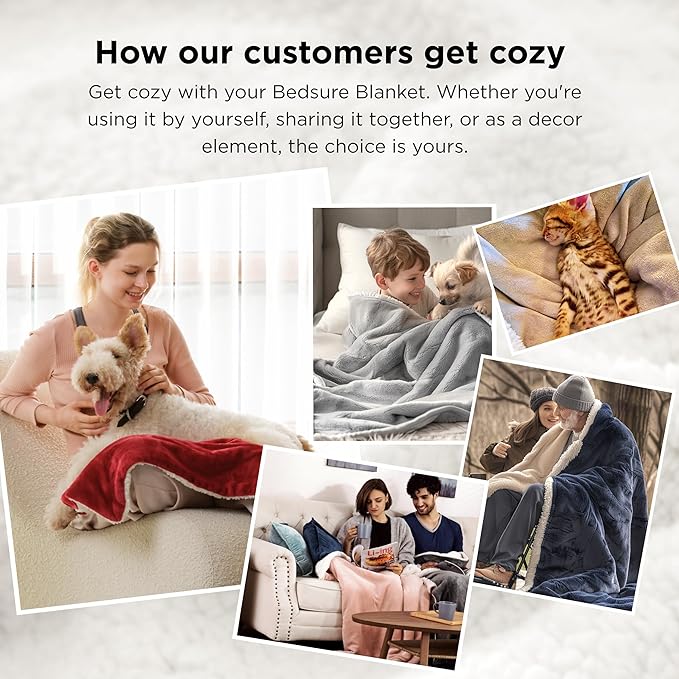 Bedsure GentleSoft Sherpa Fleece Blankets King Size for Bed - Thick and Warm Throw for Women and Men, Non-Heated, Soft Fuzzy Plush King Blanket for Winter, Grey, 108x90 Inches