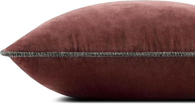 Loloi Chris Loves Julia Liza Collection PCJ0020 Wine 18'' x 18'' Cover w/Poly Pillow