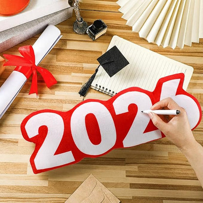 Class of 2026 Autograph Stuffed Pillow 15.7" Graduation Autograph Stuffed Pillow Graduation Guest Signature Gifts Grad Party Sign in Decor for High School College(Red,Classic)