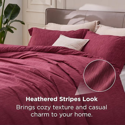 Bedsure Full Comforter Set - Dark Red Soft Bedding for All Seasons, Cationic Dyed Bed Set, 3 Pieces, 1 Full Size Comforter (82"x86") and 2 Pillow Shams (20"x26"+2")