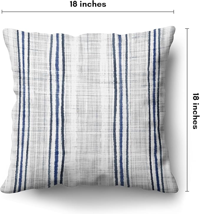Americanflat 18x18 Throw Pillow with Sewn-in Insert - All-in-One Decorative Pillows - No Cover Needed - Soft and Durable Cushion for Bed or Sofa - Polyester - Navy Blue and White