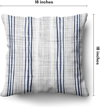 Americanflat 18x18 Throw Pillow with Sewn-in Insert - All-in-One Decorative Pillows - No Cover Needed - Soft and Durable Cushion for Bed or Sofa - Polyester - Navy Blue and White