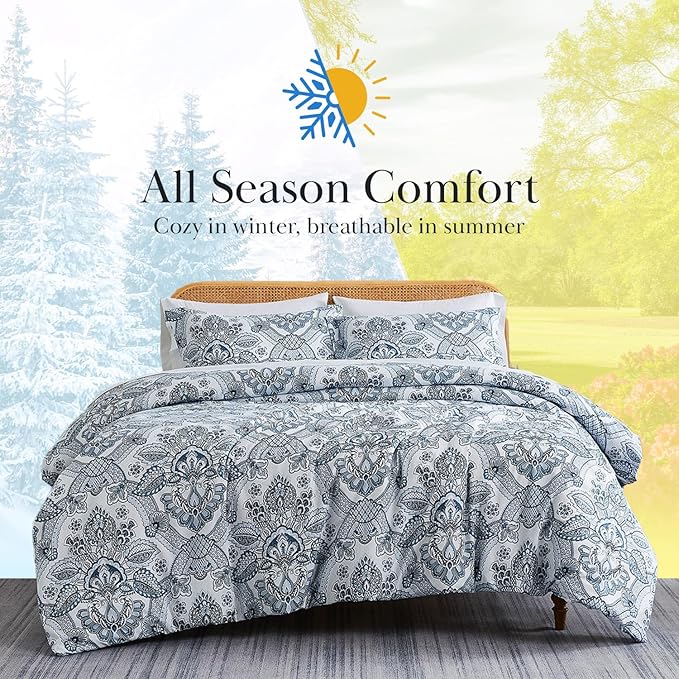 Southshore Fine Living, Inc. Enchantment Collection - Oversized Comforter Twin Bedding Set Down Alternative All-Season, Reversible Bedspread 2-Piece with Matching sham, XL/Twin Comforter Set, Blue