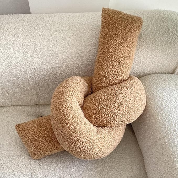 Khaki Knot Pillow Long Shaped Soft Knot Plush Pillow Cushion Home Decoration Throw Pillows for Sofa Bedroom Car Office Gift